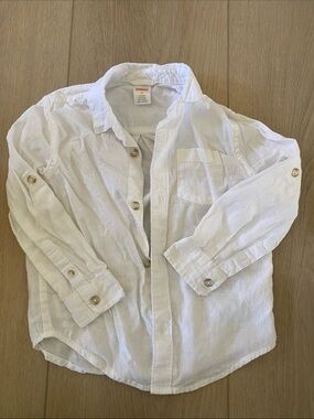 Gymboree White Linen-Blend Button Down Shirt